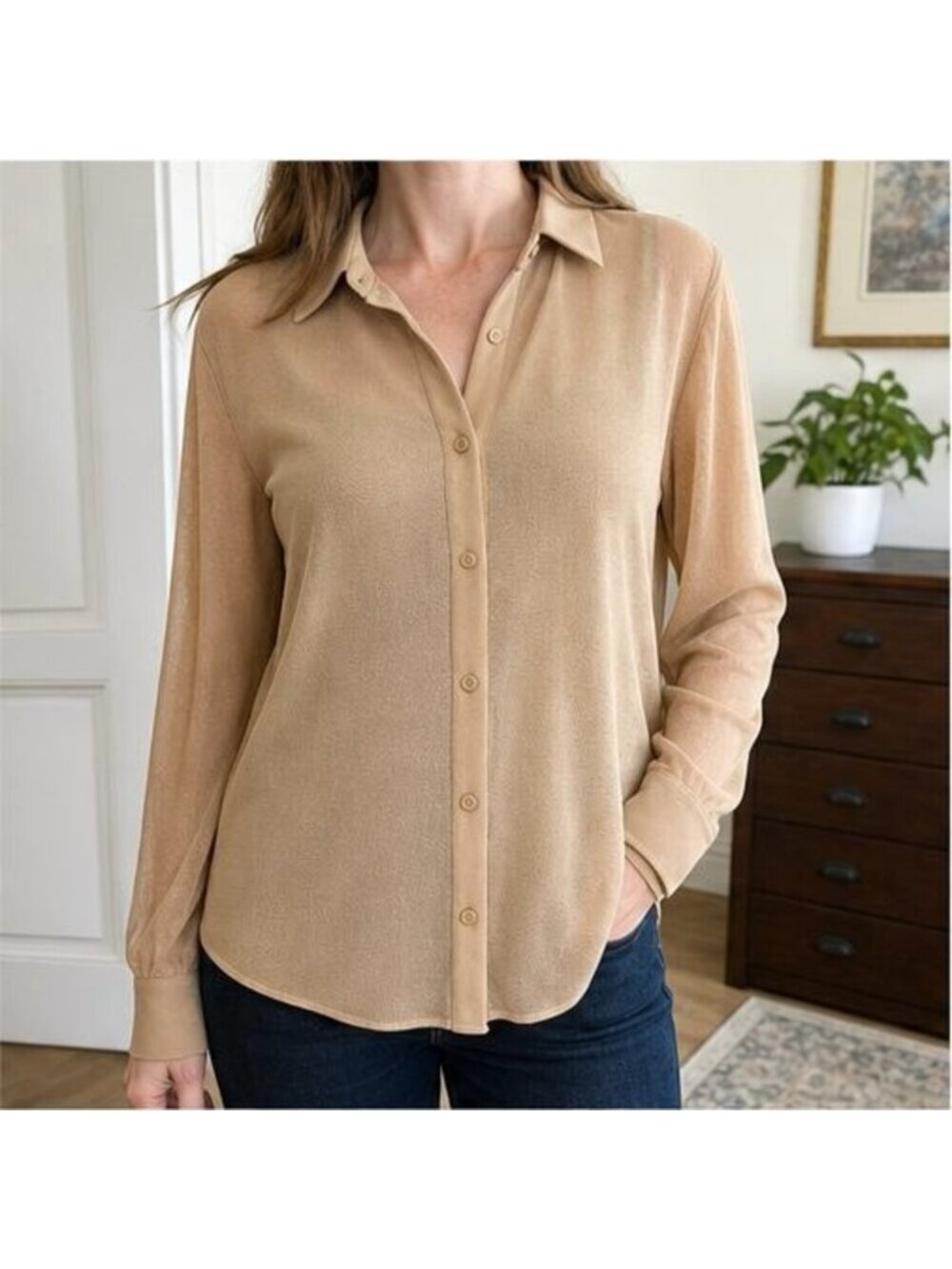 Camel Puff Sleeve Top